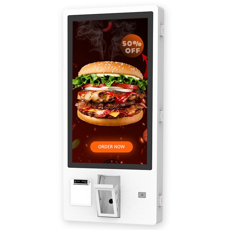 LCD Floor Standing Self Service Order Kiosk in Restaurant Pos Systems Payment With QR Code Scanner